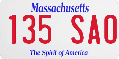 MA license plate 135SA0