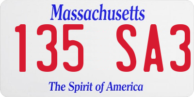 MA license plate 135SA3