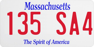 MA license plate 135SA4