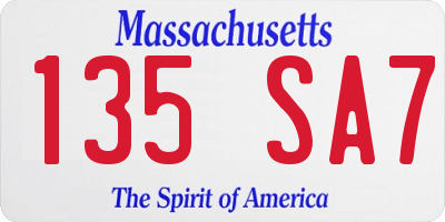 MA license plate 135SA7