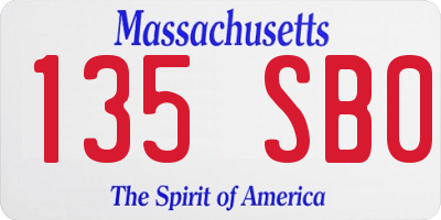 MA license plate 135SB0