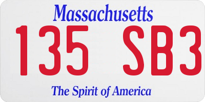 MA license plate 135SB3