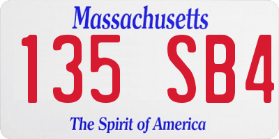 MA license plate 135SB4