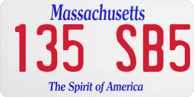 MA license plate 135SB5