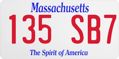 MA license plate 135SB7
