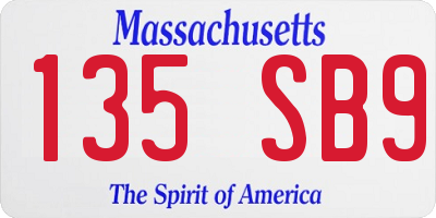 MA license plate 135SB9