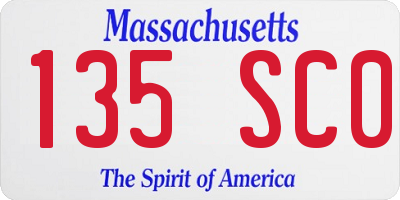 MA license plate 135SC0