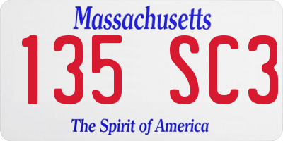 MA license plate 135SC3