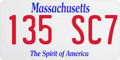 MA license plate 135SC7