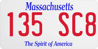 MA license plate 135SC8