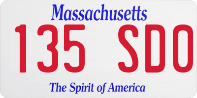 MA license plate 135SD0