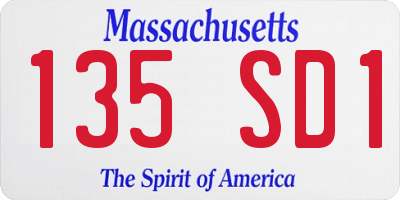 MA license plate 135SD1