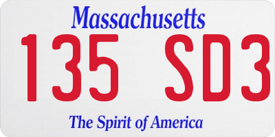 MA license plate 135SD3