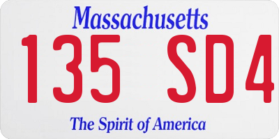 MA license plate 135SD4