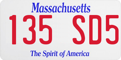 MA license plate 135SD5