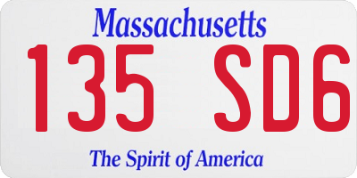 MA license plate 135SD6