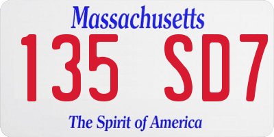 MA license plate 135SD7