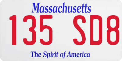 MA license plate 135SD8