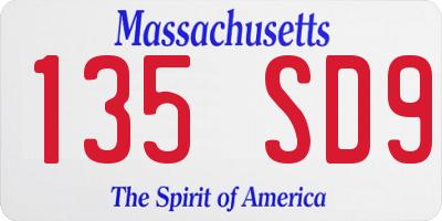 MA license plate 135SD9