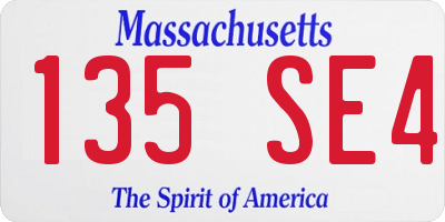 MA license plate 135SE4