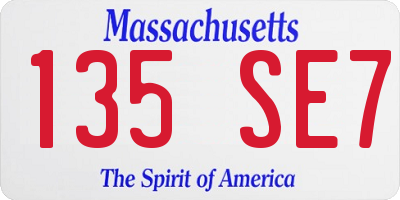 MA license plate 135SE7