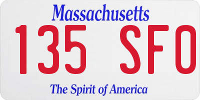 MA license plate 135SF0