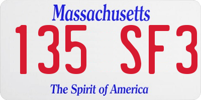 MA license plate 135SF3