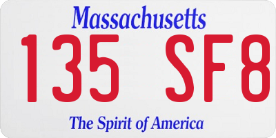 MA license plate 135SF8