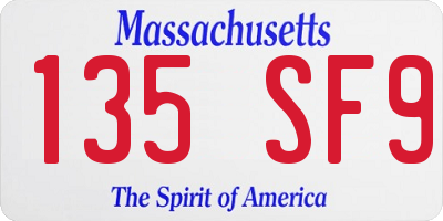 MA license plate 135SF9