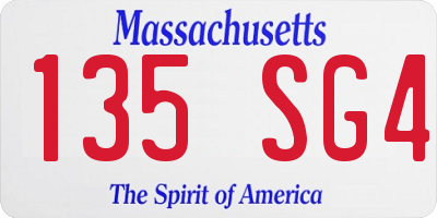 MA license plate 135SG4