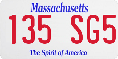 MA license plate 135SG5