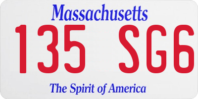 MA license plate 135SG6