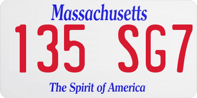 MA license plate 135SG7