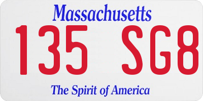 MA license plate 135SG8