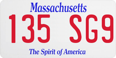 MA license plate 135SG9