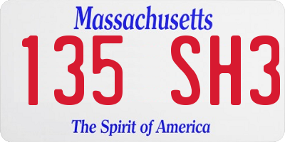 MA license plate 135SH3
