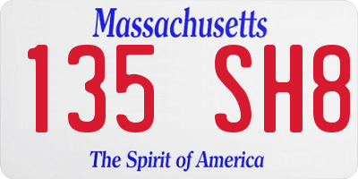 MA license plate 135SH8