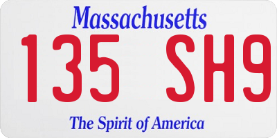 MA license plate 135SH9