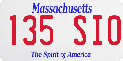 MA license plate 135SI0