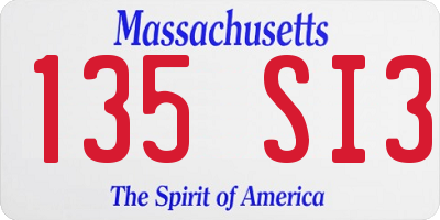 MA license plate 135SI3