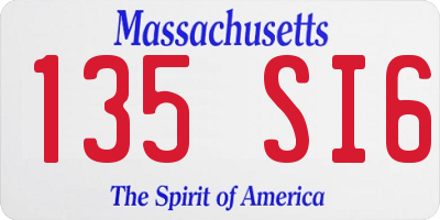 MA license plate 135SI6