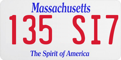MA license plate 135SI7