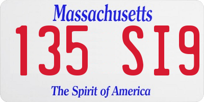 MA license plate 135SI9