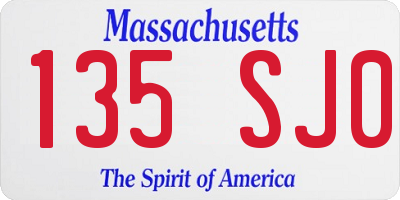 MA license plate 135SJ0