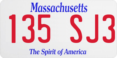 MA license plate 135SJ3