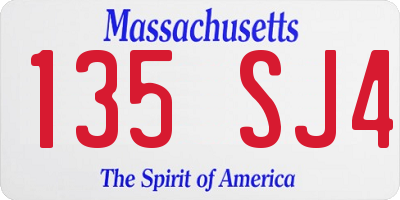 MA license plate 135SJ4