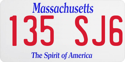 MA license plate 135SJ6