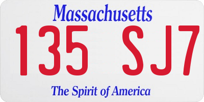 MA license plate 135SJ7