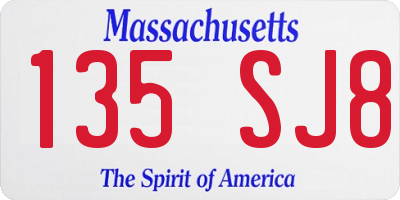 MA license plate 135SJ8