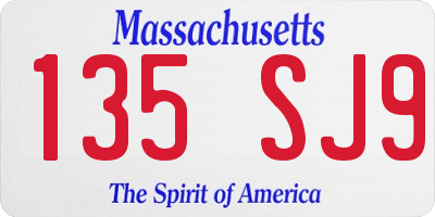 MA license plate 135SJ9